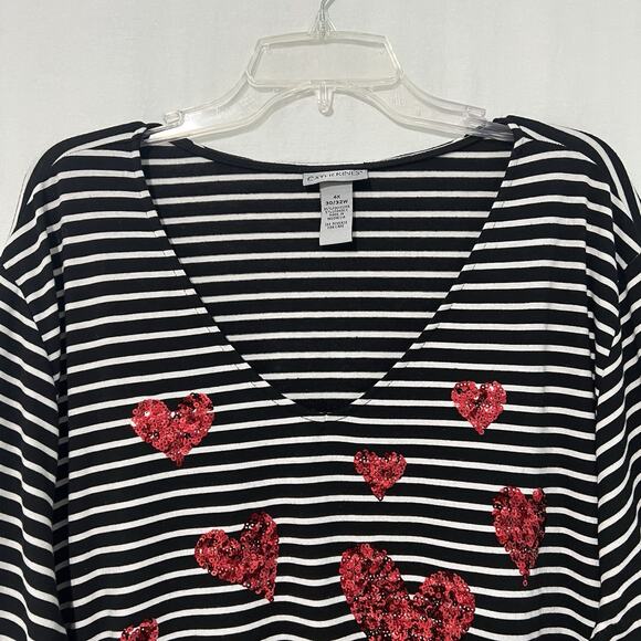 Catherines 4XL Plus Size Top Tunic Striped Heart Sequin Embellished Comfy Casual - Picture 2 of 11